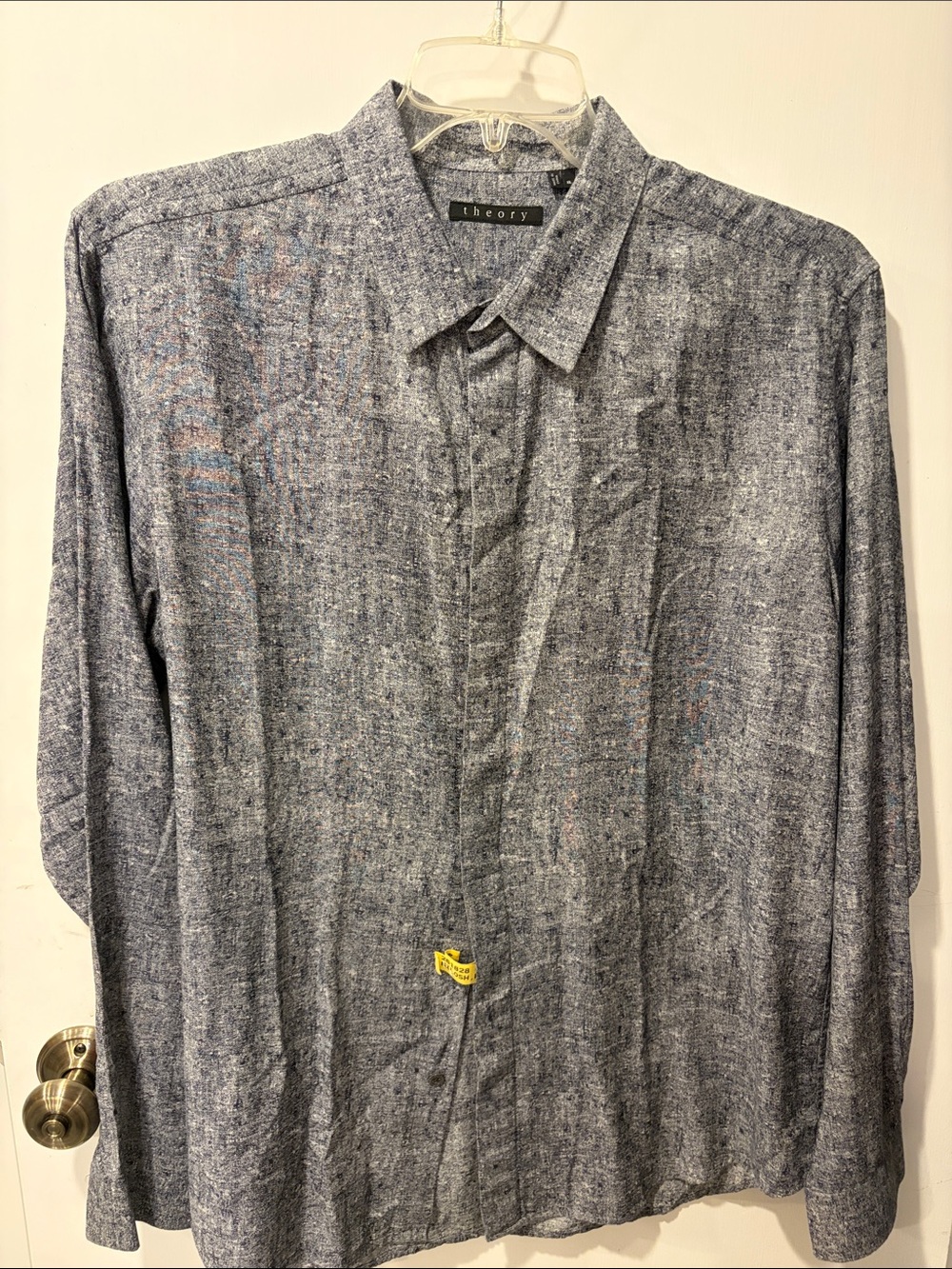 Theory Men's Heather Gray Long-Sleeve Button-Up Shirt size XL